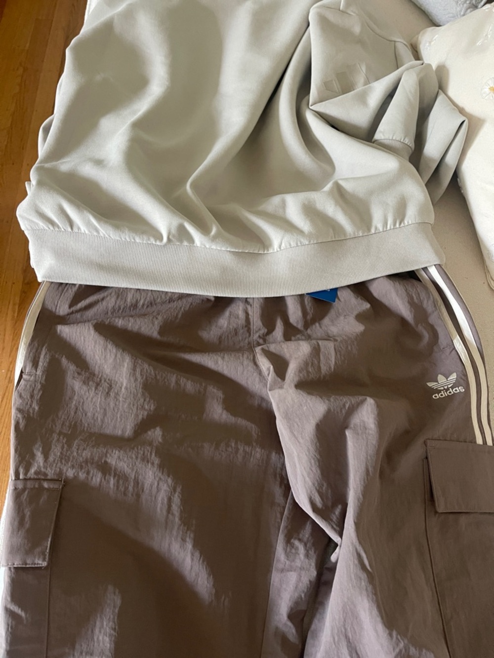 adidas brown cargo track pants with sage top (combo)